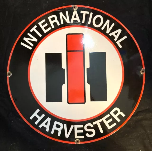 Vintage INTERNATIONAL HARVESTER PORCELAIN SIGN Rare Advertising 30" Diameter