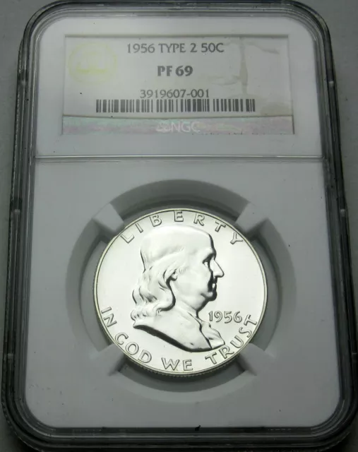 1956 Type 2 Proof Franklin PF 69 Silver Half Dollar NGC NICE