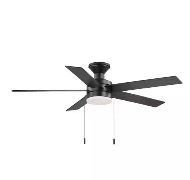 Hampton Bay Caltris 52 in. LED Indoor/Outdoor Matte Black Ceiling Fan with Light