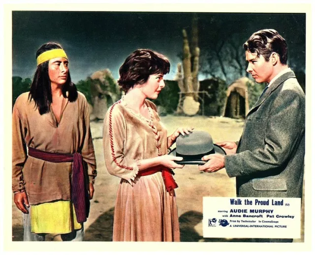 Walk the Proud Land Original Lobby Card Audie Murphy Anne Bancroft trading hat