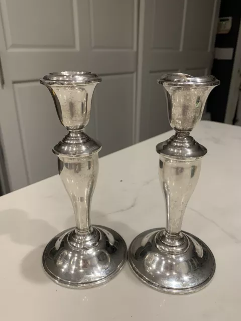 Gorham Sterling Silver Candlestick Pair Vintage 815 7" Candle Holder READ