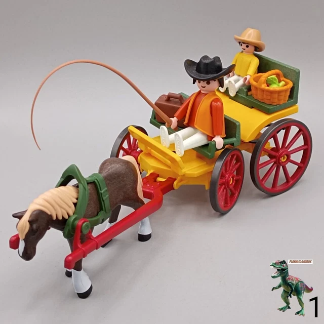 PLAYMOBIL vintage western cowboy chariot bâché colon enfants set 3278-A