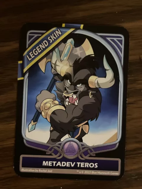 Brawlhalla - Metadev Brynn Legend Skin Code and Card Unused 2017 + Pin