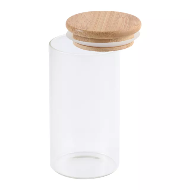 Glass Airtight Bamboo Lid Storage Jar Coffee Bean Sugar Salt Food Canister