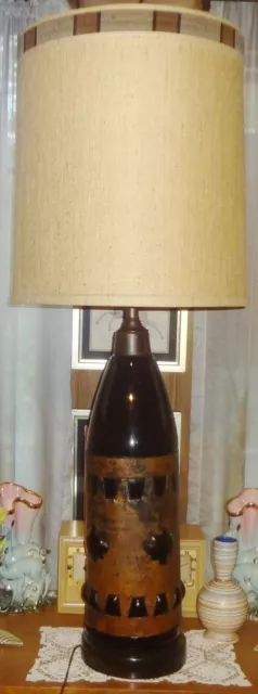 MONUMENTAL 48" FREDERICK COOPER art glass&copper BRUTALIST RETRO LAMP sgnd SHADE