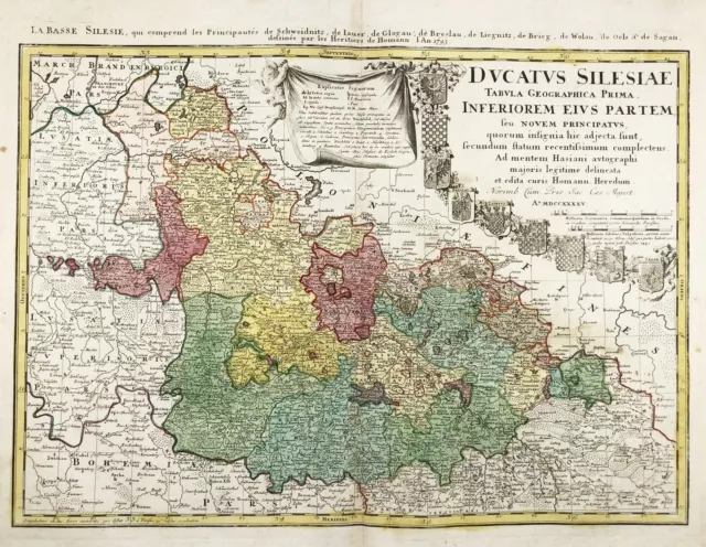 Polen Schlesien Poland Silesia Polska Niederschlesien map Karte Homann 1745