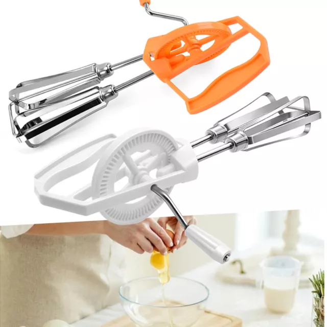 Stainless Rotary Manual Hand Whisk Egg Beater Mixer Blender Kitchen Tools