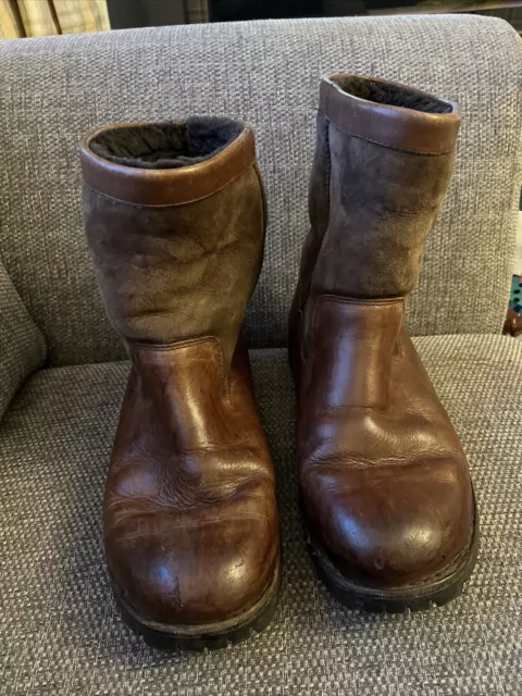 UGG AUSTRALIA BEACON Leather Men’s Sheepskin Lined Boots Size 10 £34.95 ...