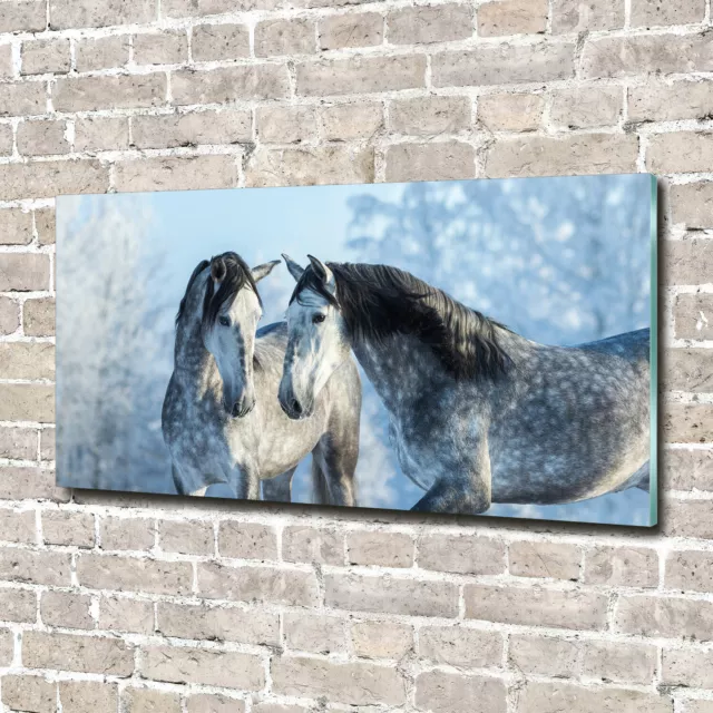 Imagen Pintura De La Pared Decoración Hogar 140x70 Caballos grises en invierno