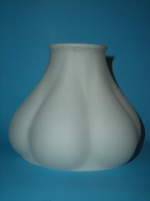 Mini 5" Bulbous Ribbed Shade Student Parlor Table Lamp Milk Glass vtg 4 1/4" Fit
