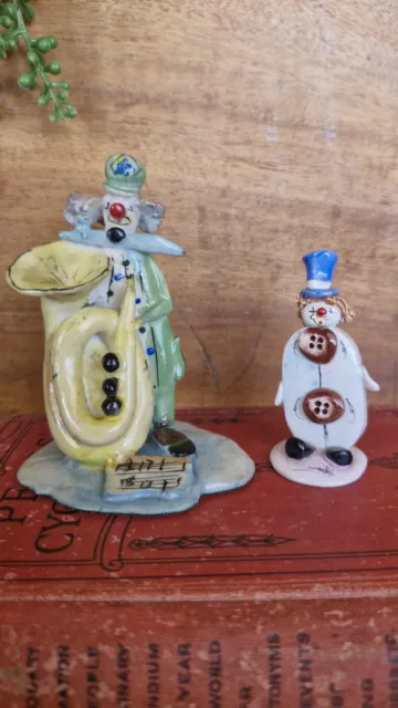 Zampiva Clowns X 2 Italian Ceramic Vintage Collectable Porcelain Miniatures.