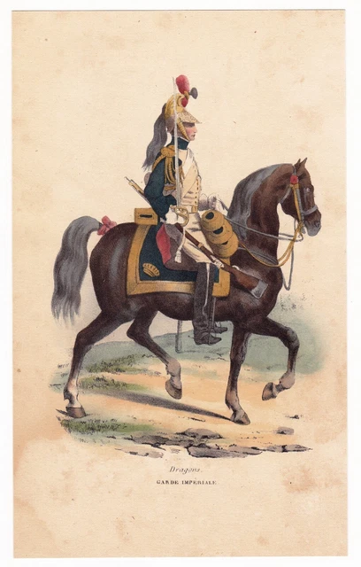 Gravure Ancienne Originale - Éclaireur De La Garde Impériale De Napoléon Bonaparte, XIXe (vers 1840)