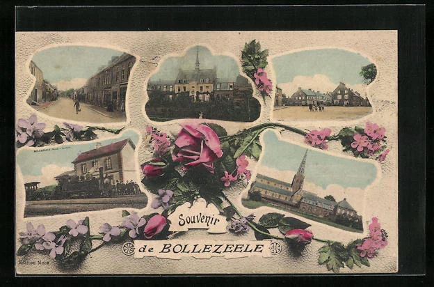 CPA Bollezeele, La Gare, vue générale, Une Rue