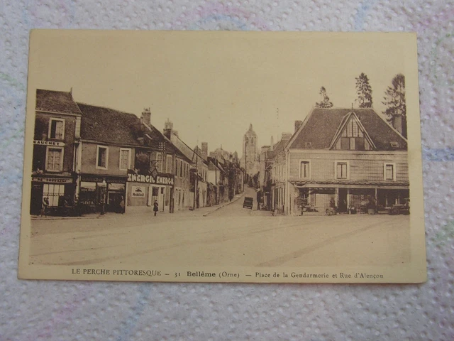CPA - BELLEME - Place de la gendarmerie et rue d' Alençon