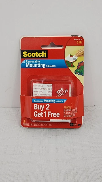 Scotch 3M Cuadrados de Montaje Extraíbles 1 en x 1 en Lote 3 16 Cuadrados Paquete 48 Total