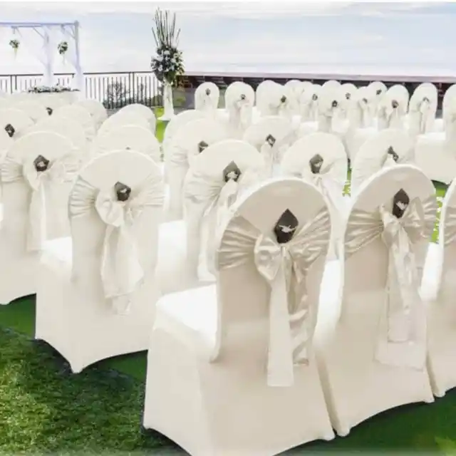 8 PCS Ivory Chair Covers Polyester Spandex Chair Cover Stretch
