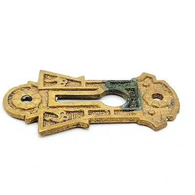 SINGLE Vintage ORNATE Bronze Skeleton Key hole Escutcheon 2" X 1 1/8" 3