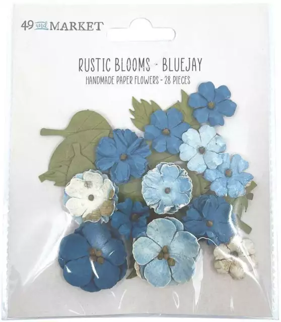 49 And Market Rustic Blooms Paper Flowers 28/Pkg-Bluejay