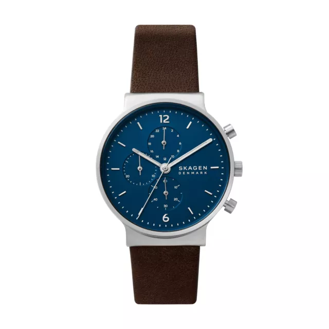 Montre Homme SKAGEN ANCHER SKW6765 Chrono Cuir Brun Bleu