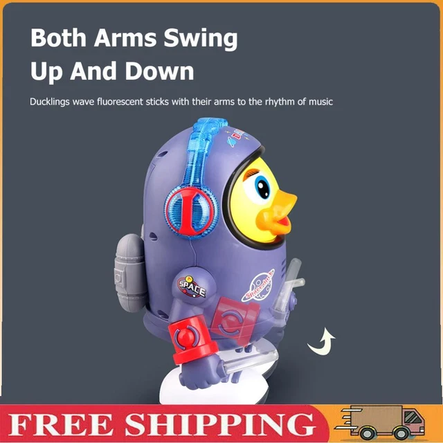 Electric Walking Space Duck Toys Movable with Music Light for Kids Holiday Gifts