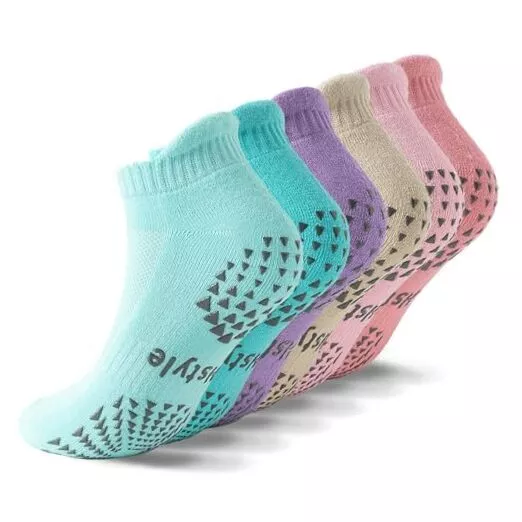 6 Pairs of Yoga Socks with Grips for Women and Men,Ideal for 9-13 Mix Color 2
