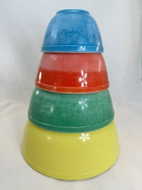 Vintage Pyrex Primary Colors SET of 4 Nesting Mixing Bowls 401 402 403 404