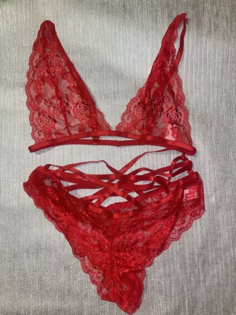 SHEIN RED LACE underwear set lingerie Bra size large 10-12 £7.80 - PicClick  UK