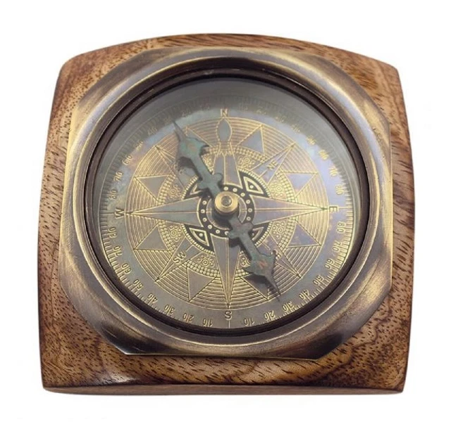 Boussole De Table En Laiton Avec Horloge Solaire – Style Maritime – Neuf