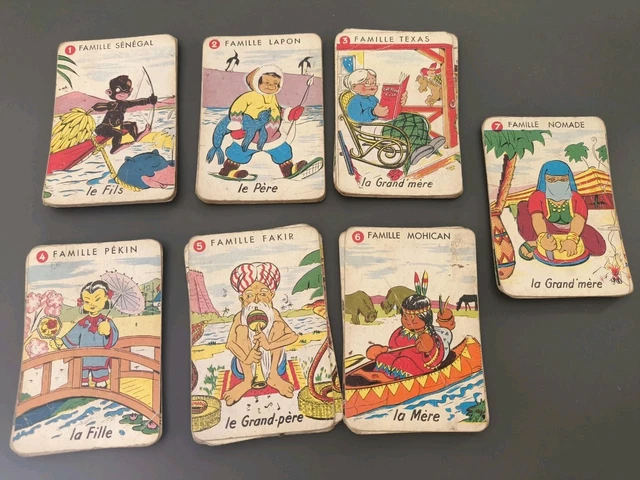 Rare ancien jeu de cartes des 7 familles MONIC, animaux