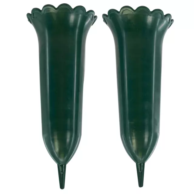 2 Pcs Green Spiked Memorial Grave Vases Cemetery Flower Pot Holder Vase