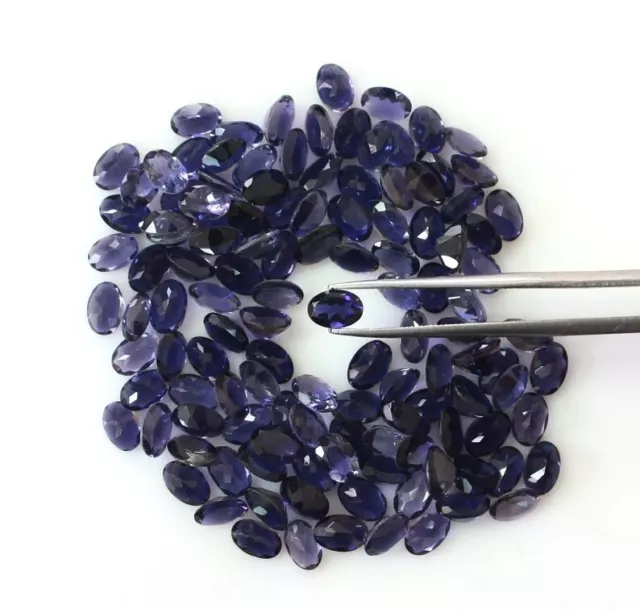 5x3mm Oval Shape Calibrated Natural Iolite Faceted Cut Loose Gemstone 100 Pcs 2