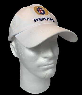 Foster's Baseball Cap Hat Adjustable Back Color White 100% Cotton