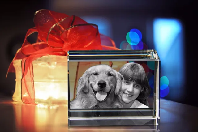 Personalised 3D Laser Engraved Crystal Block Gift (Put Your Photo In A Crystal)