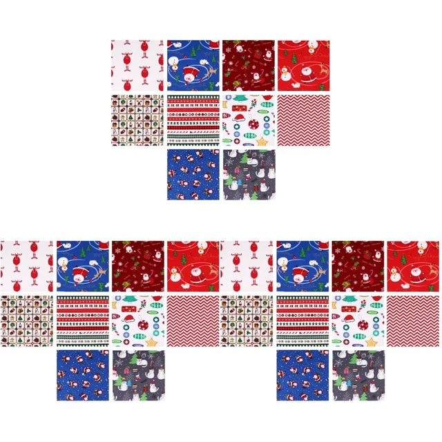 30 Pcs Patchwork Fabric Cotton DIY Cloth Christmas Square Craft The Quilting