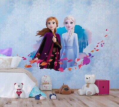 Carta da parati da parete camera da letto bambini Disney Frozen 2 Elsa & Anna PREMIUM