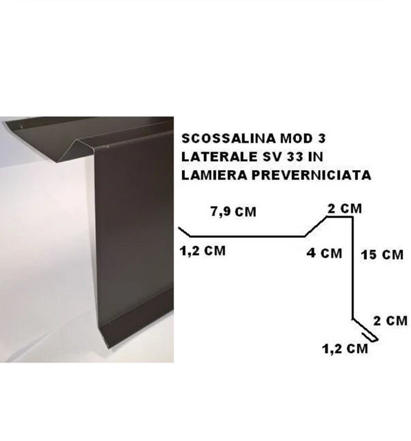 Frontespizio Scossalina Grondaia In Lamiera Zincata - 40cm, Per Tettoie, Recupero Acqua Piovana - Foto 6