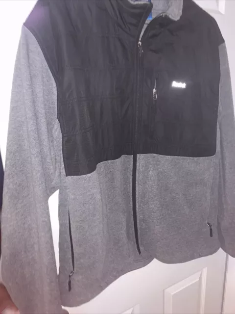 Reebok Fleece Lined Soft Shell Tech Jacket Mens Sz XL Black/grey