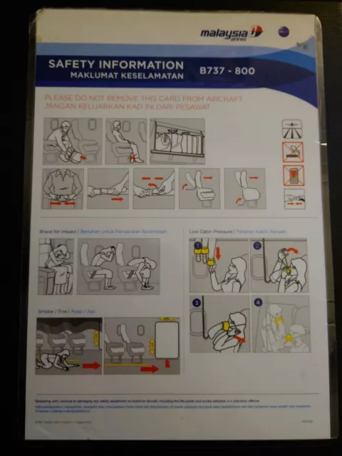 Malaysia Airlines Boeing 737-800 August 2013  Safety Card