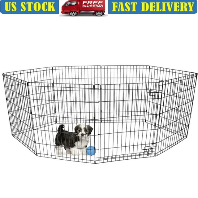 8 Panels Pet Exercise Play Pen Puppy Dog PlaypenS Enclosure Indoor Outdoor 24" H