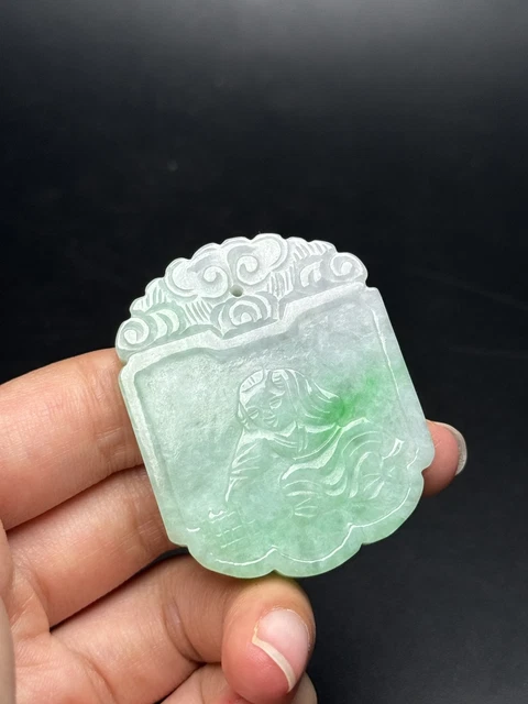 Chinese Exquisite Handmade child carving Jadeite Jade Pendant