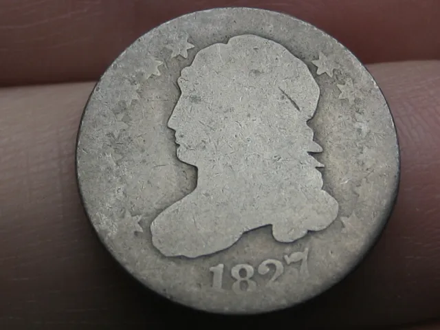 1827 Capped Bust Silver Dime- JR-9, R4