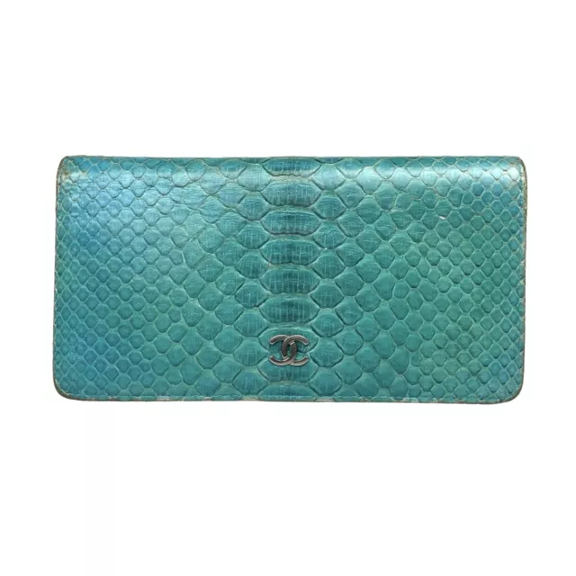 Billetera Larga CHANEL Cuero CC Verde 19499133 Auténtica