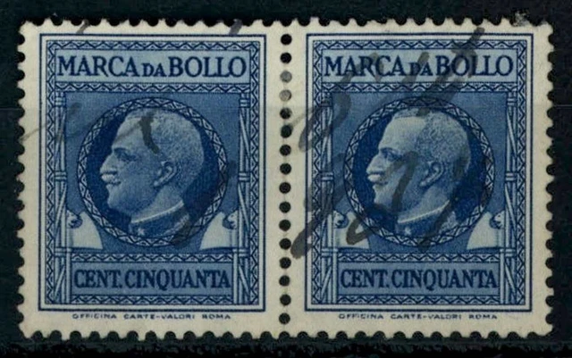 Italy 50c Marca da Bollo Commerciali Fiscal Revenue Used Pair #E27677
