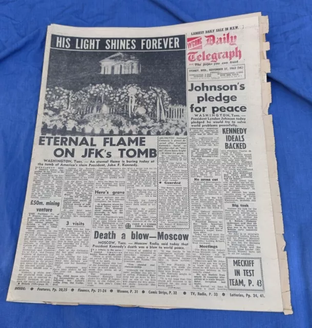 27 Nov 1963 Jfk Assassination The Daily Telegraph Wollongong Australia Newspaper