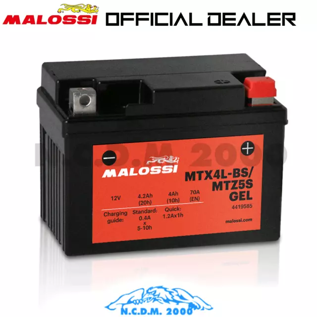 Batterie Moto YTX4L-BS = MTX4L-BS Sym Jet BASIX 50 2T MALOSSI Prêt All'
