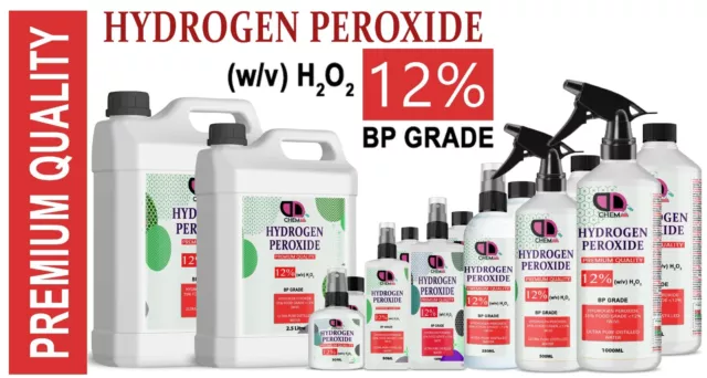 HYDROGEN PEROXIDE 12% Premium Quality VARIOUS SIZES ✅ SAME DAY DISPATCH UK MADE