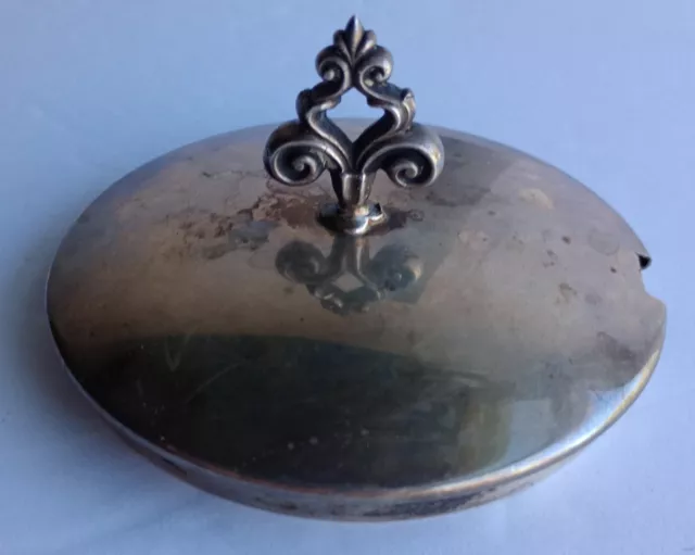Vintage REED & BARTON Sterling Mustard Pot Jam Jar Lid Scroll Handle x389, 37g.