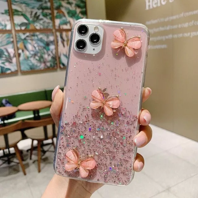 Shockproof Glitter Cute Clear Case For iPhone 13 12 11 Pro Max XR 8 7 Plus Cover