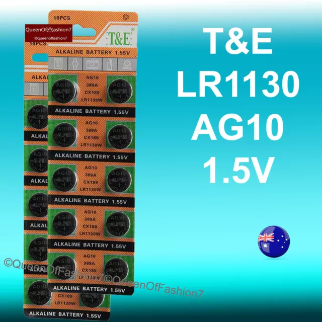 20 x LR1130 TE (AG10/189) Battery Queenof7 1.5V Alkaline Batteries TE