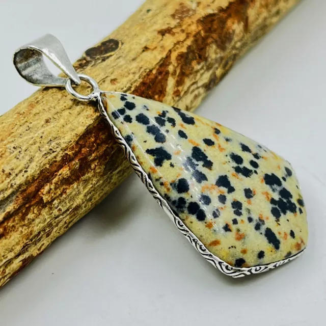 925 Sterling Silver Natural Dalmatian Jasper Gemstone Jewelry Handmade Pendant